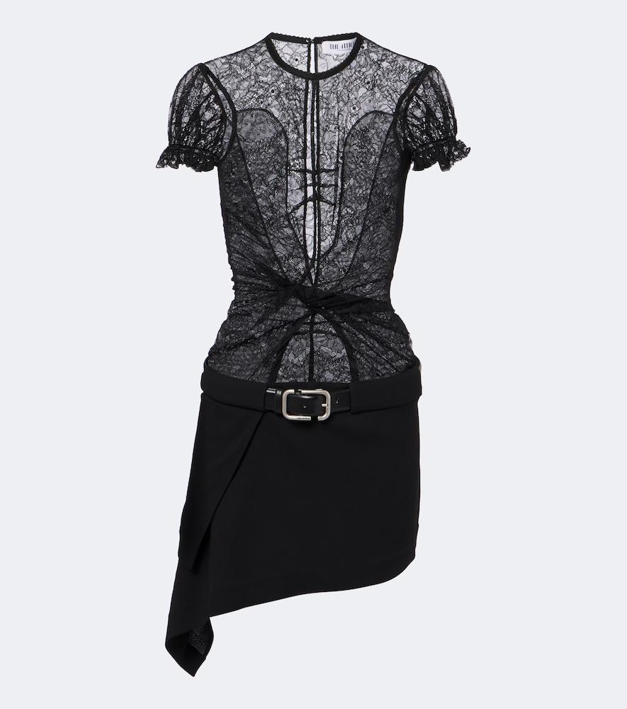 the attico belted lace minidress