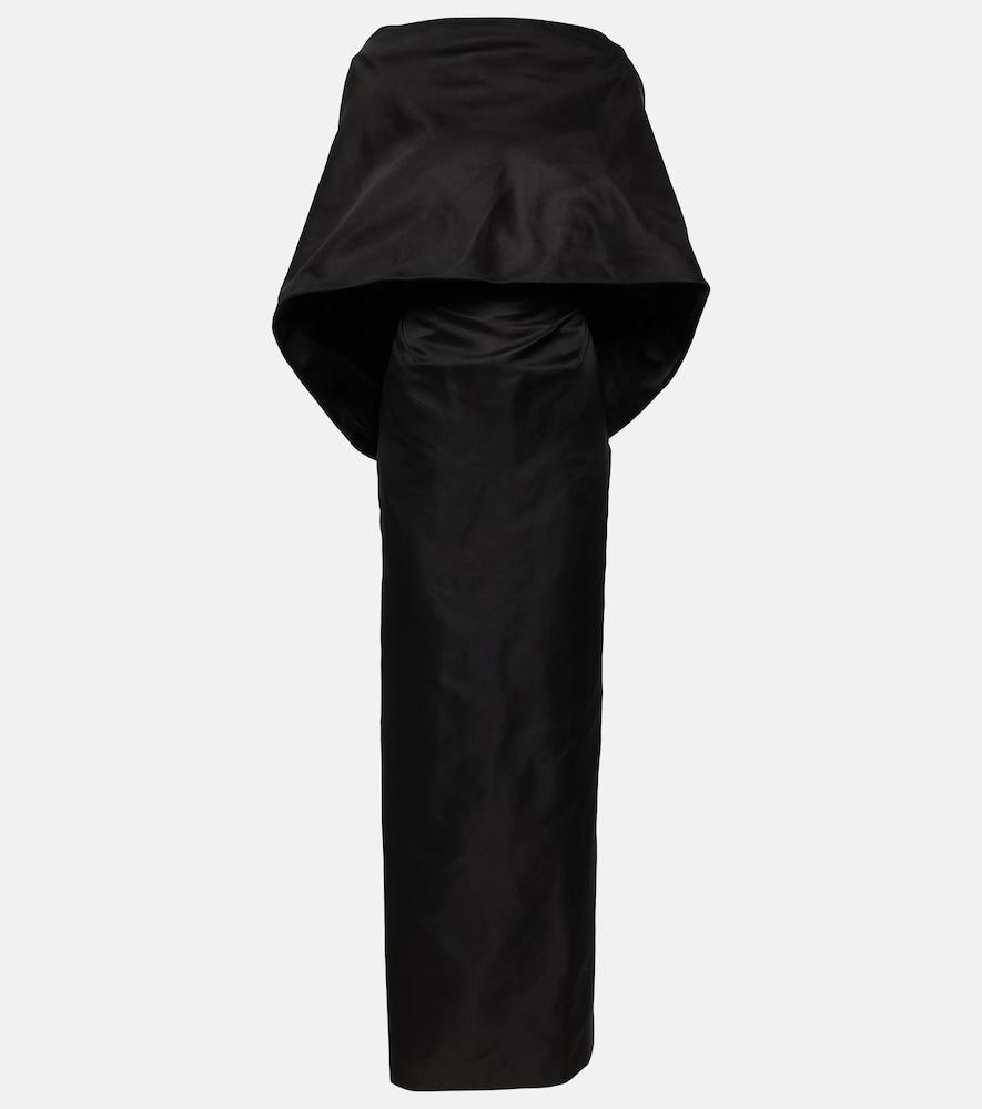 the attico caped silk midi dress