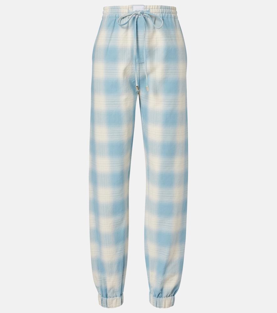 the attico checked cotton and wool tapered pants