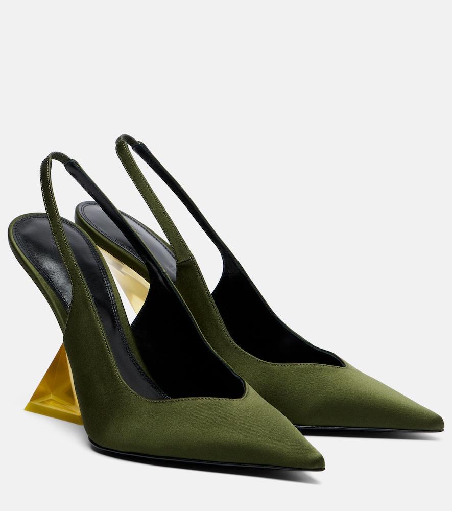 the attico cheope satin slingback wedges