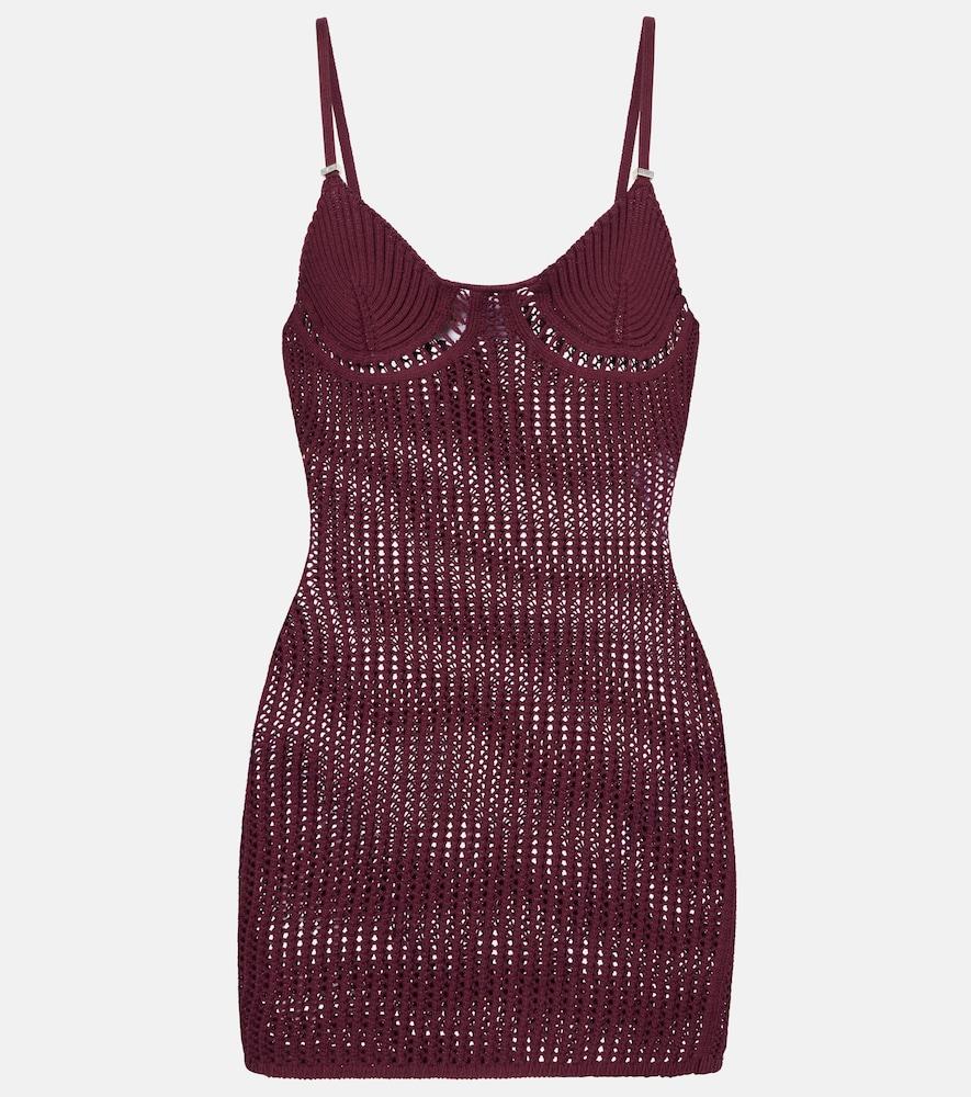 the attico crochet cotton-blend minidress