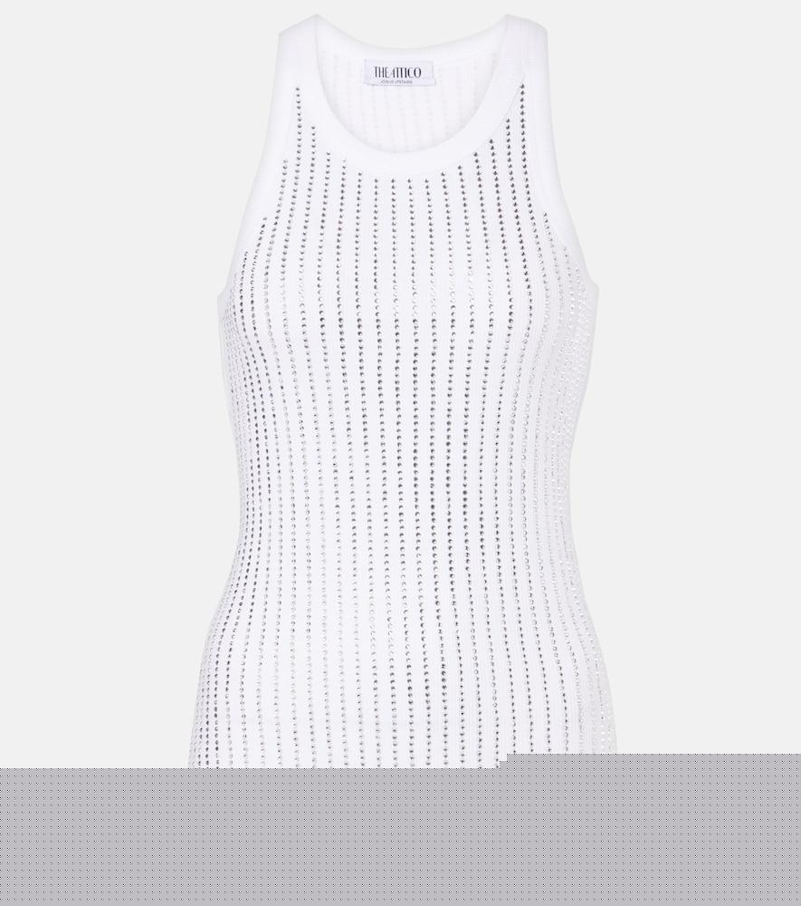 the attico crystal-embellished cotton tank top