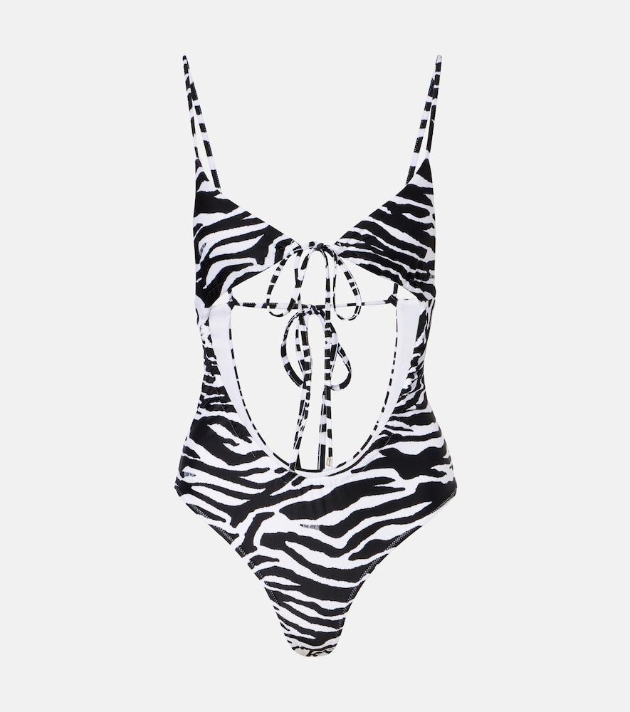 the attico cutout zebra-print swimsuit