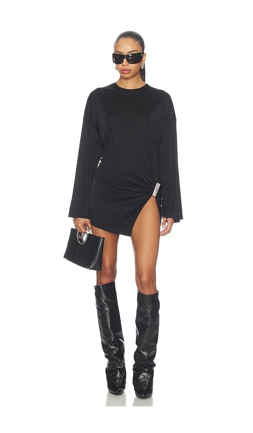 the attico drape slit mini dress in black. - size 38 (also in 40, 42)