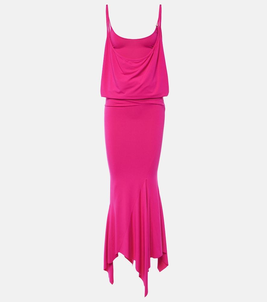 the attico draped asymmetric jersey midi dress