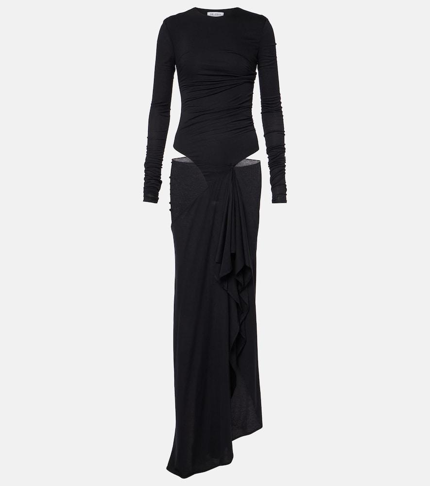 the attico draped cutout semi-sheer maxi dress