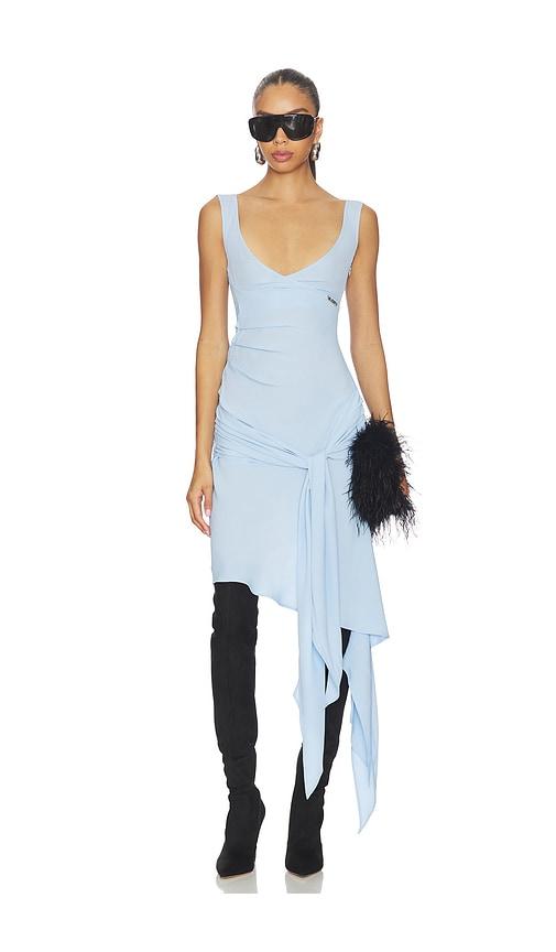 the attico draped mini dress in baby blue. - size 42 (also in 44)