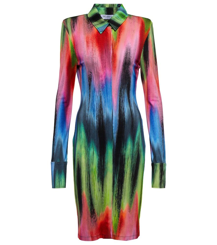 the attico elton printed shirt dress