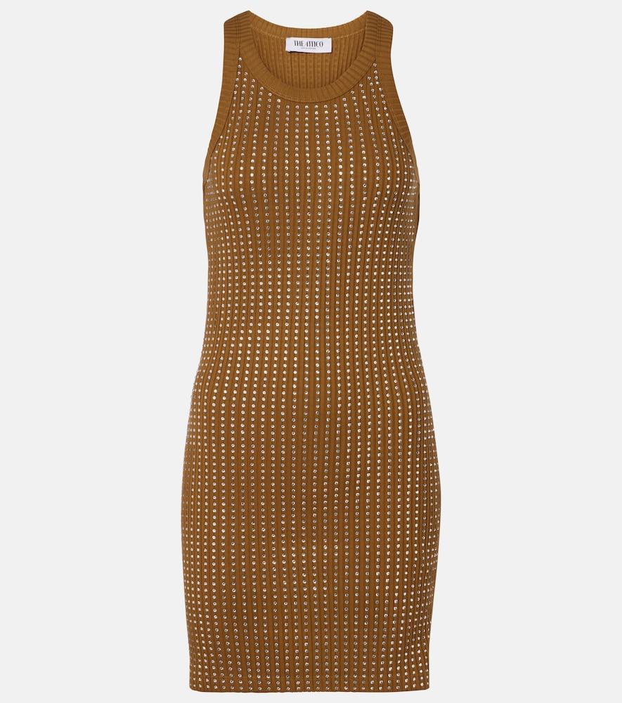 the attico embellished cotton jersey minidress