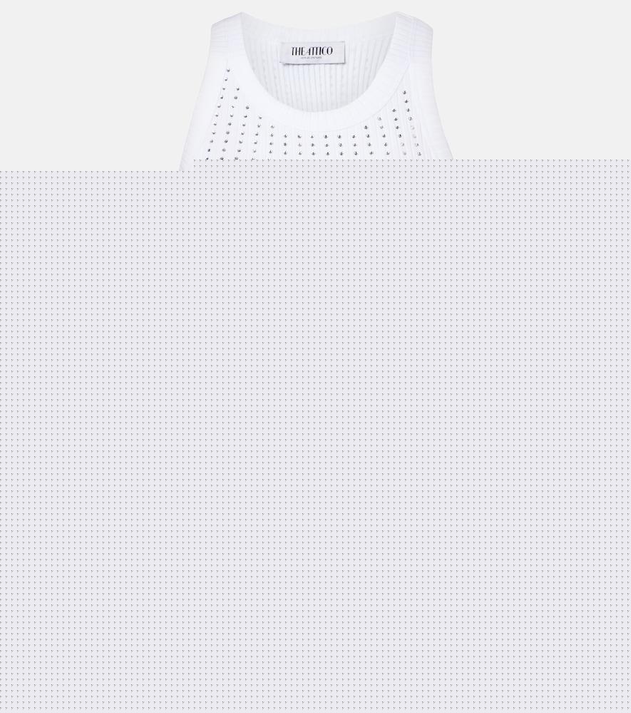 the attico embellished cotton jersey tank top