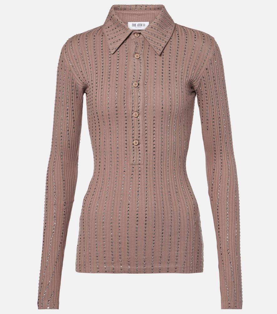 the attico embellished cotton polo sweater