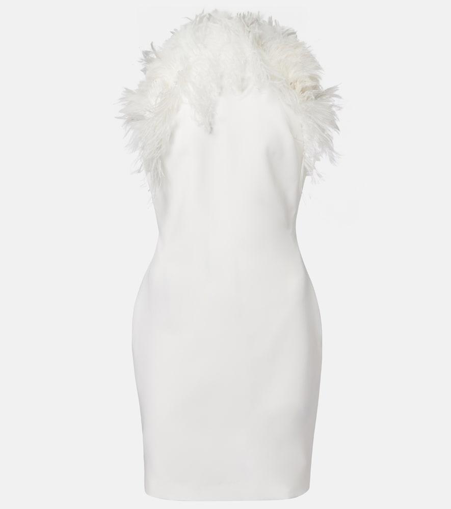 the attico feather-trimmed cady minidress