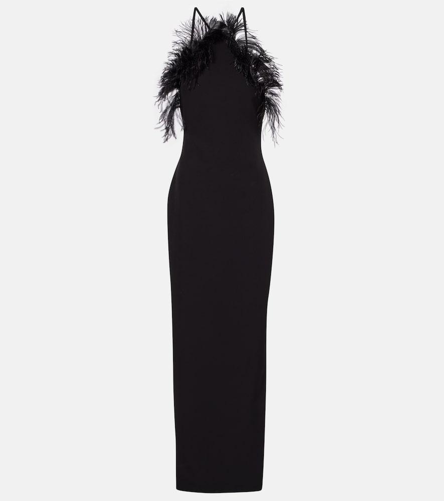 the attico feather-trimmed gown
