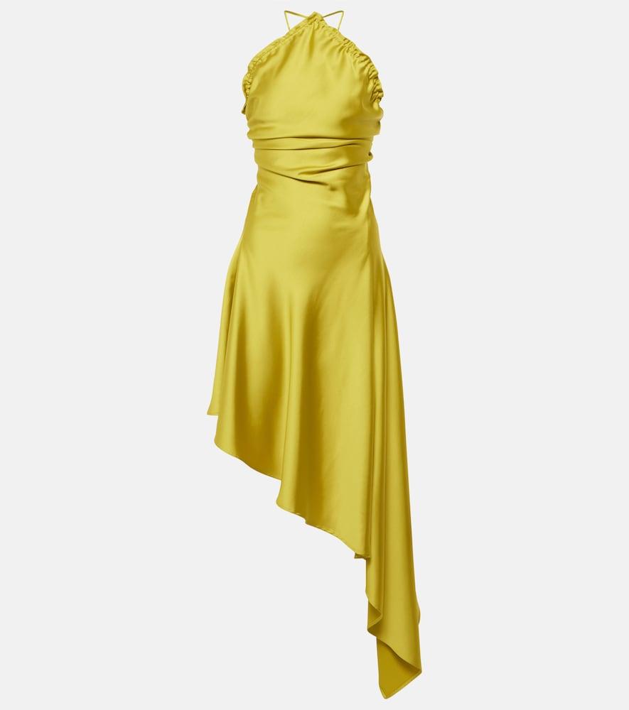 the attico feather-trimmed satin gown