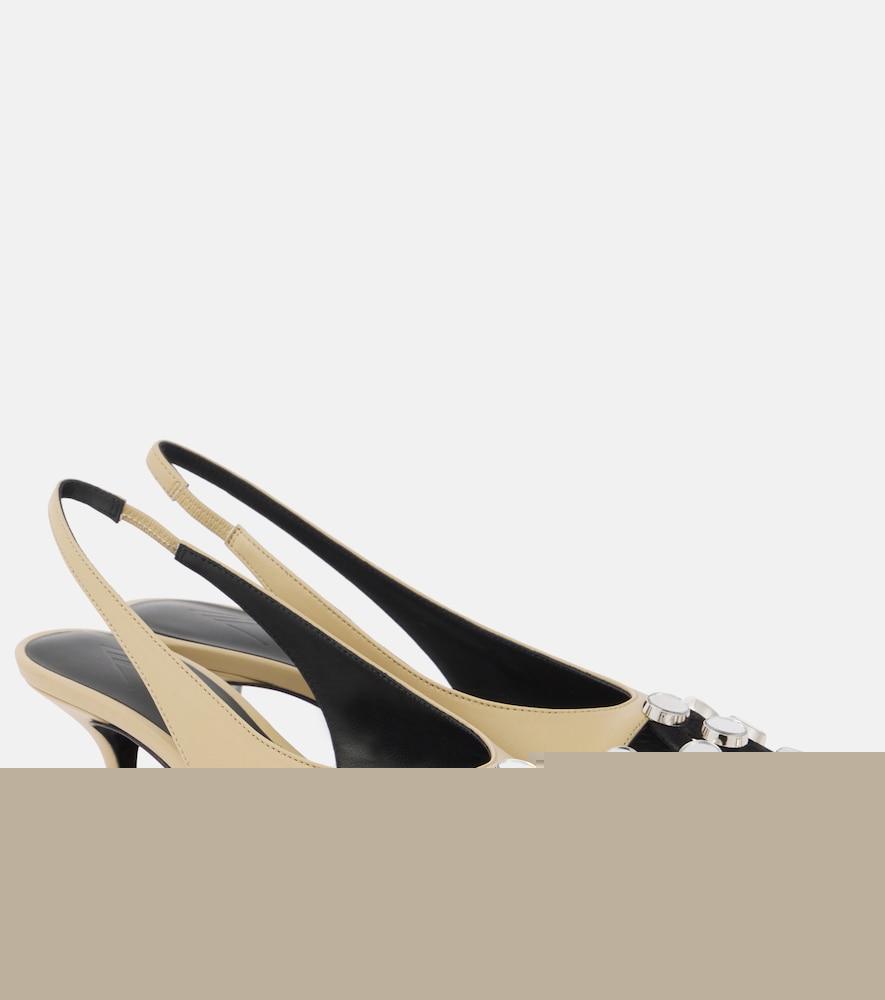 the attico fiona 50 embellished leather slingback pumps