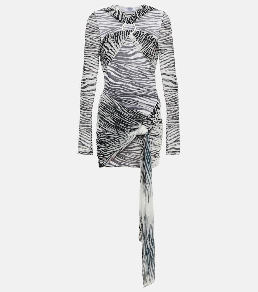 the attico fran zebra-print tulle minidress