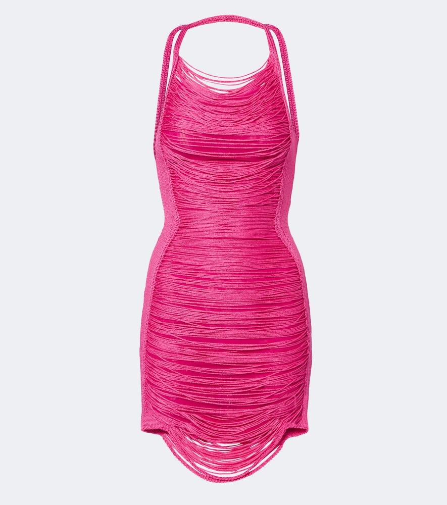 the attico fringed halterneck minidress