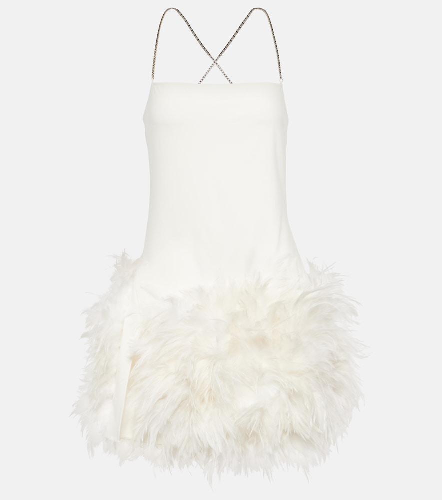 the attico fujiko feather-trimmed minidress