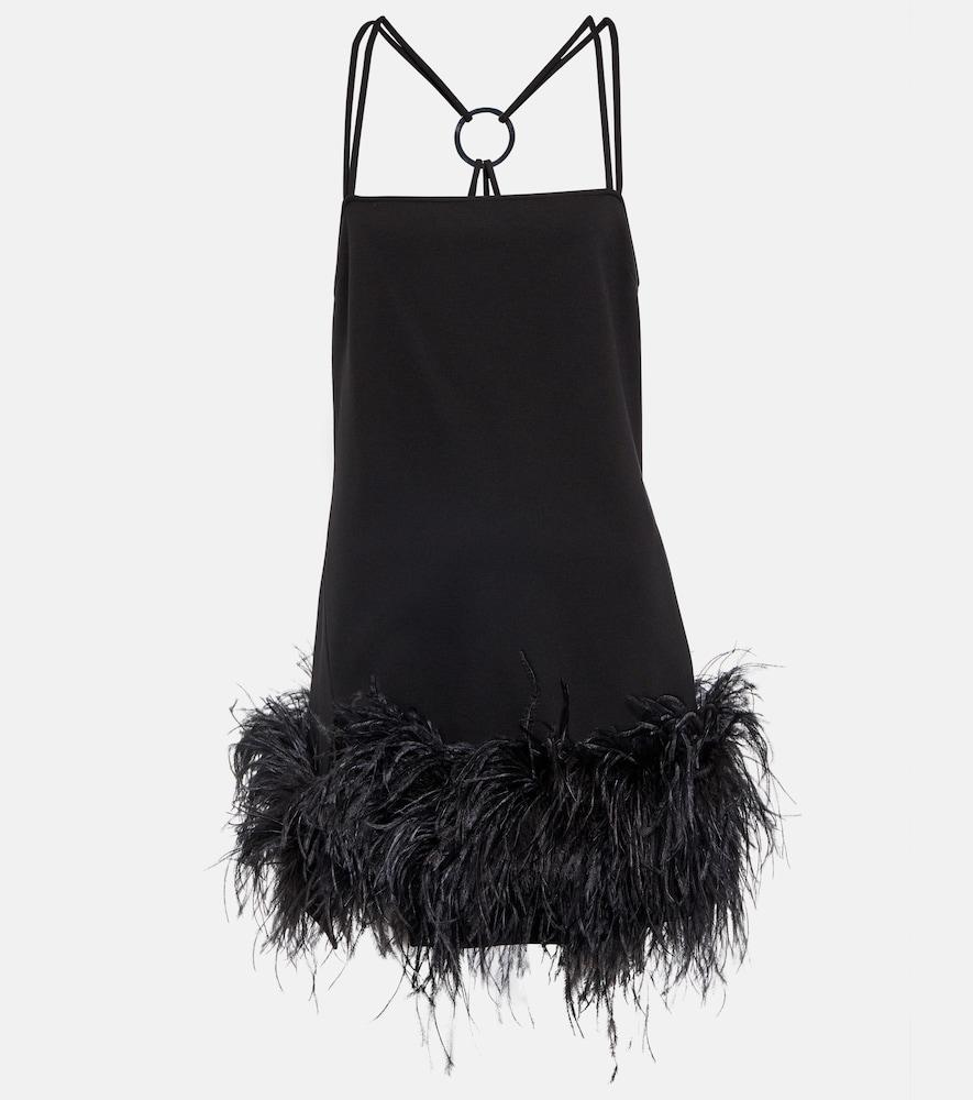 the attico fujiko feather-trimmed minidress