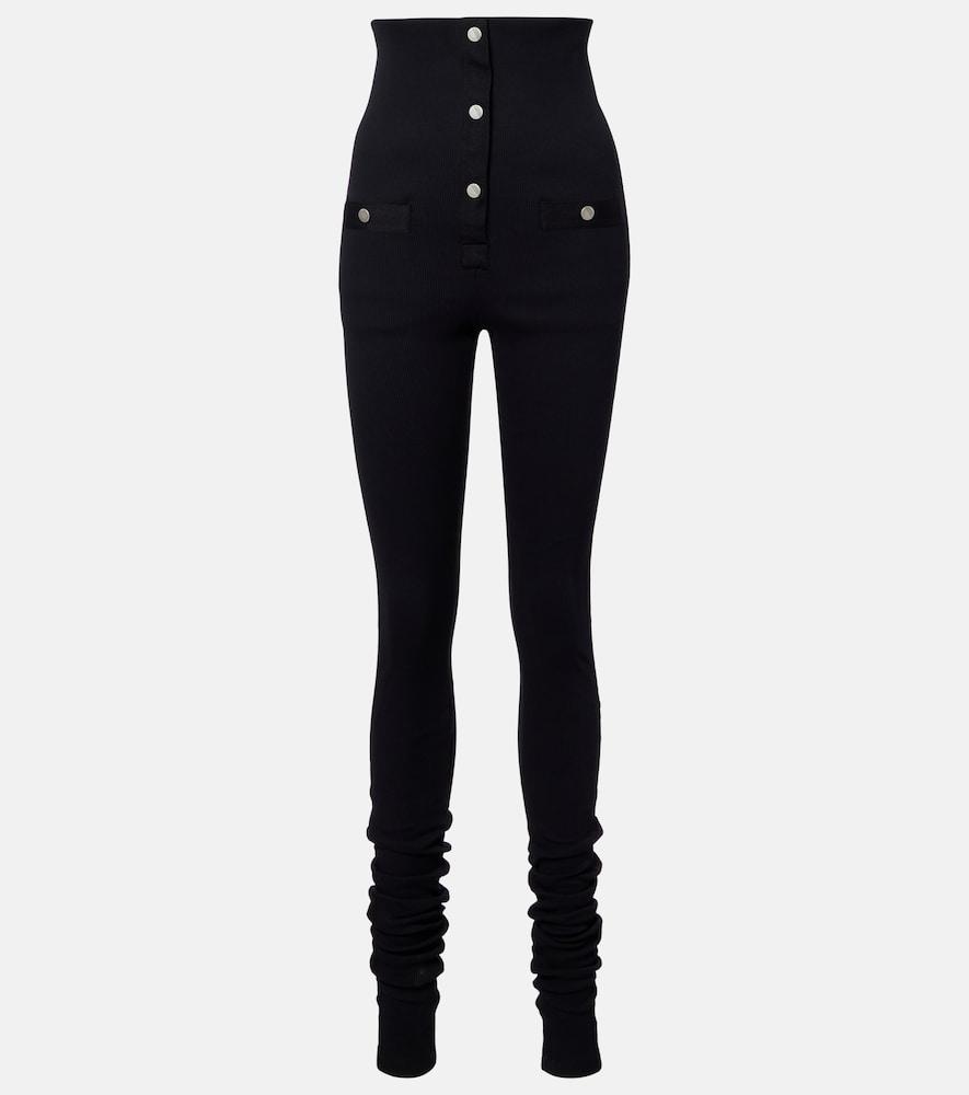 the attico high-rise cotton jersey stirrup leggings