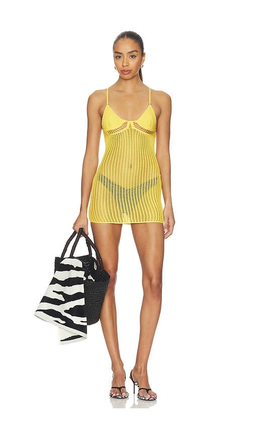 the attico knit mini dress in yellow. - size 38 (also in 42, 44)