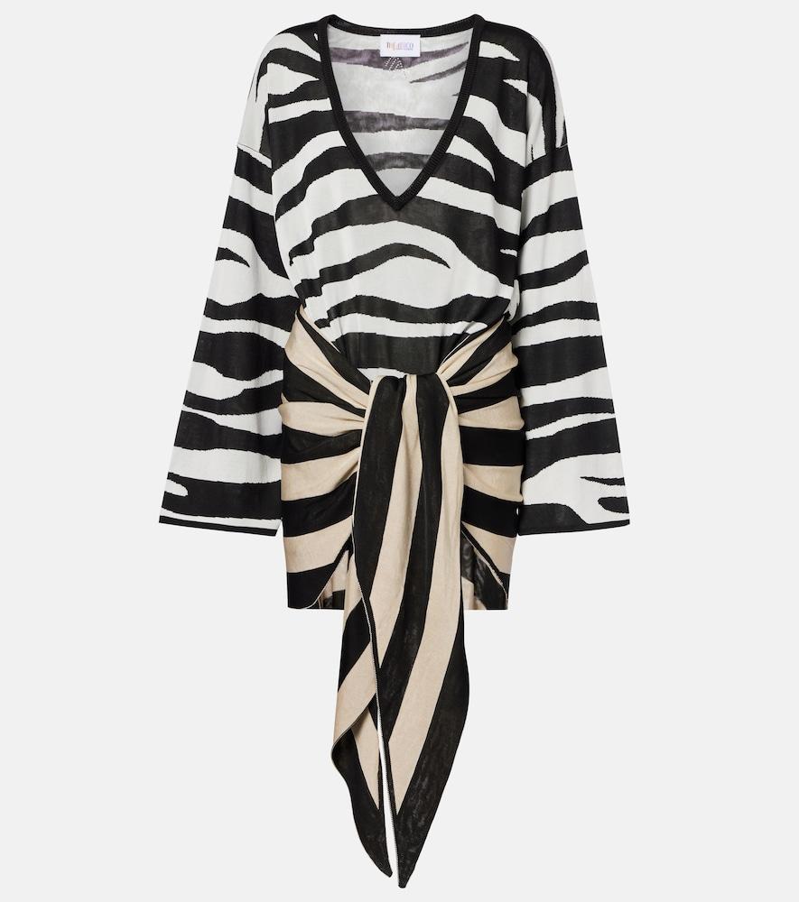 the attico knitted zebra-print minidress
