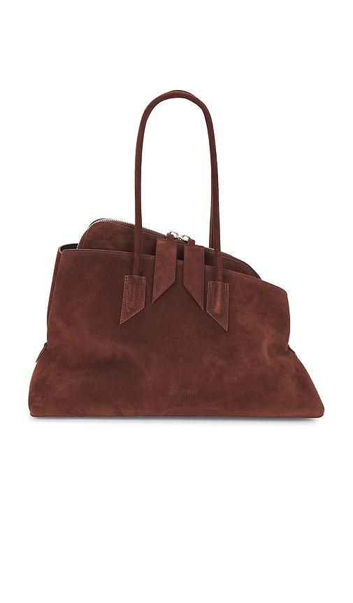 the attico la passeggiata medium top handle bag in brown.