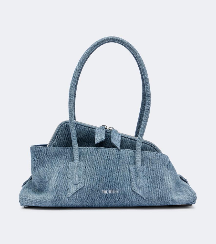 the attico la passeggiata small denim shoulder bag