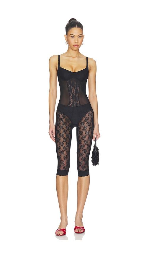the attico lace overall catsuit in black. - size 36 (also in 38, 40, 42, 44)