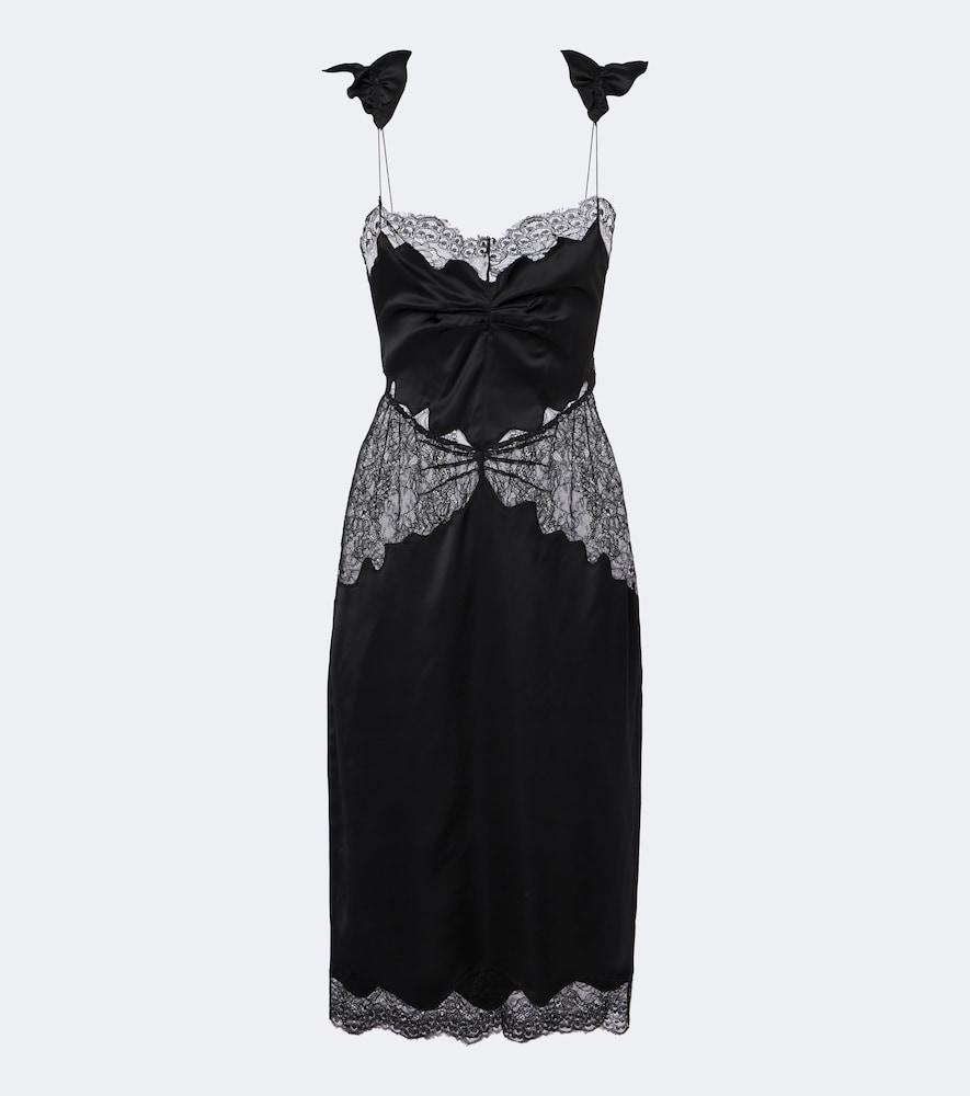 the attico lace-trimmed satin midi dress