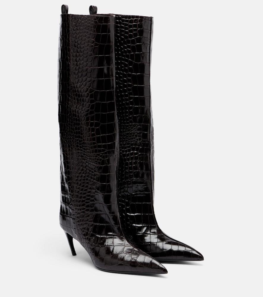 the attico lea croc-effect leather knee-high boots