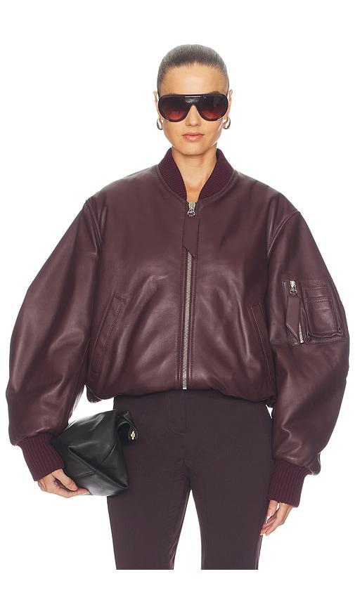 the attico leather bomber jacket in wine. - size 38 (also in 40, 42)