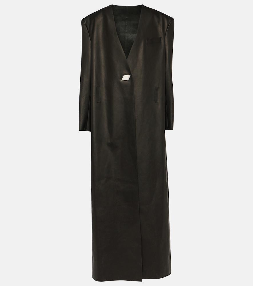 the attico leather maxi coat