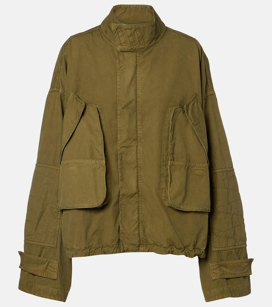the attico leather-trimmed cotton jacket