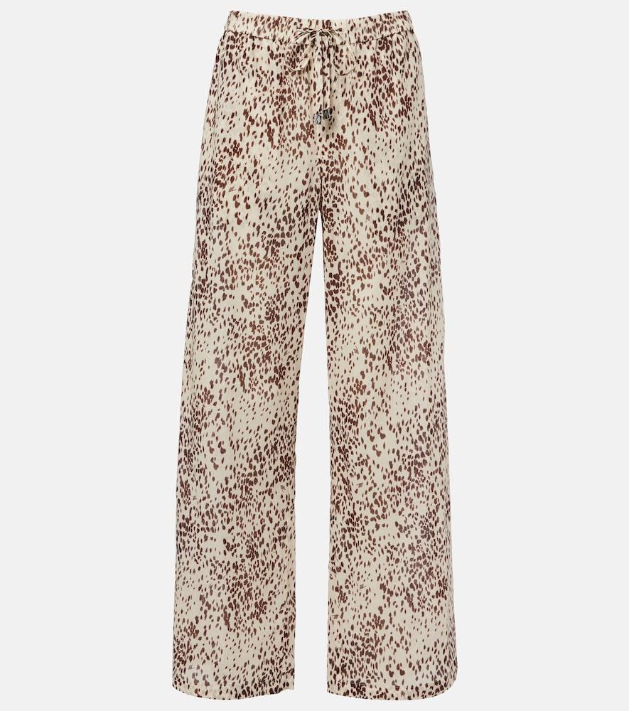 the attico leopard-print cotton wide-leg pants