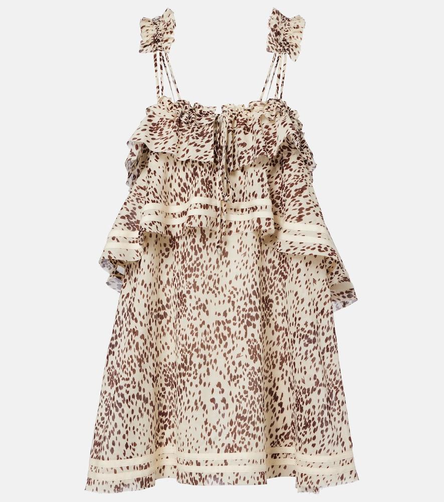 the attico leopard-print ruffled cotton minidress