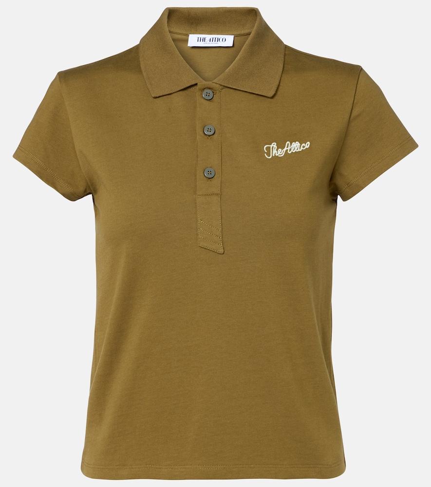 the attico logo cropped cotton jersey polo shirt