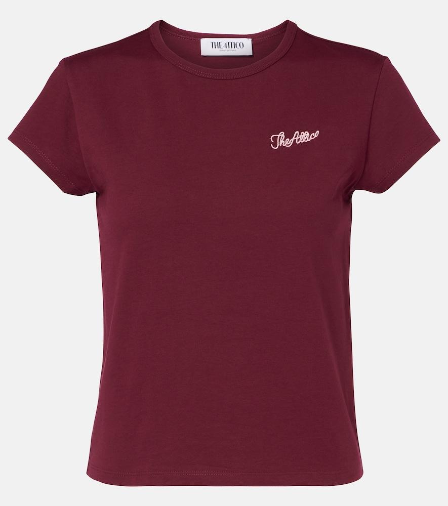 the attico logo cropped cotton jersey t-shirt