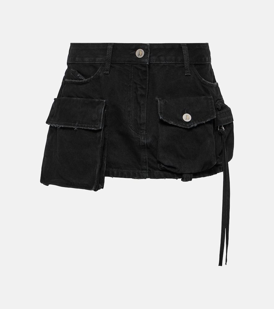 the attico low-rise cargo denim miniskirt