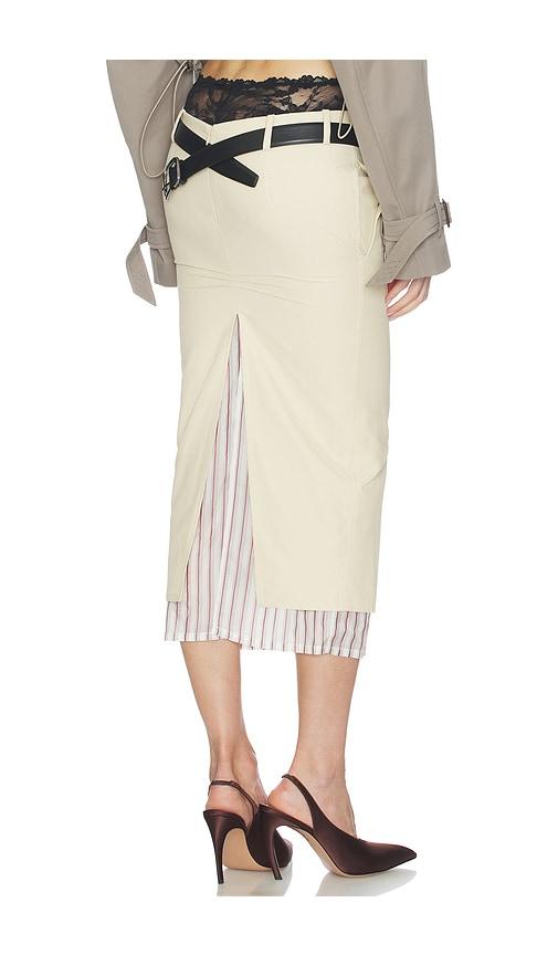 the attico low rise midi skirt in beige. - size 38 (also in 40, 42, 44)