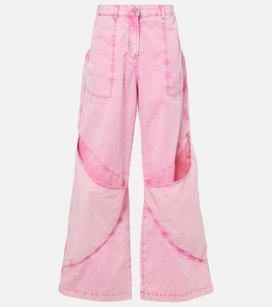 the attico mid-rise cotton canvas wide-leg pants