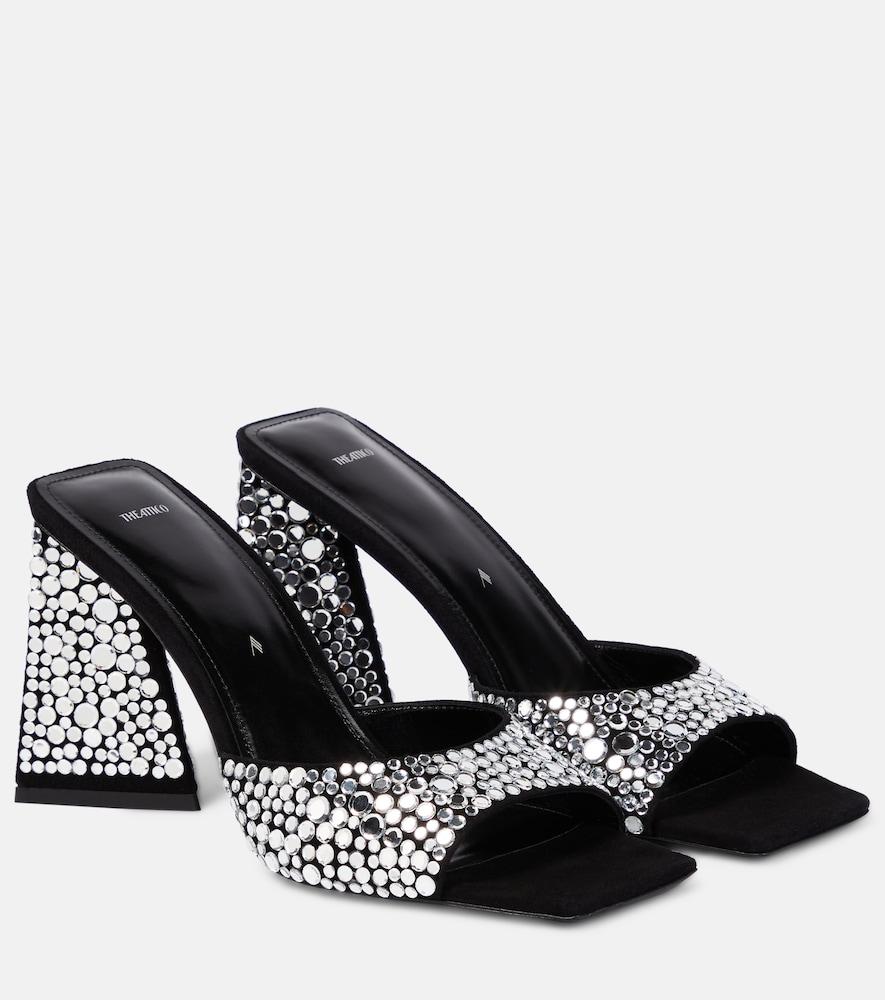 the attico mini devon 85 embellished suede mules