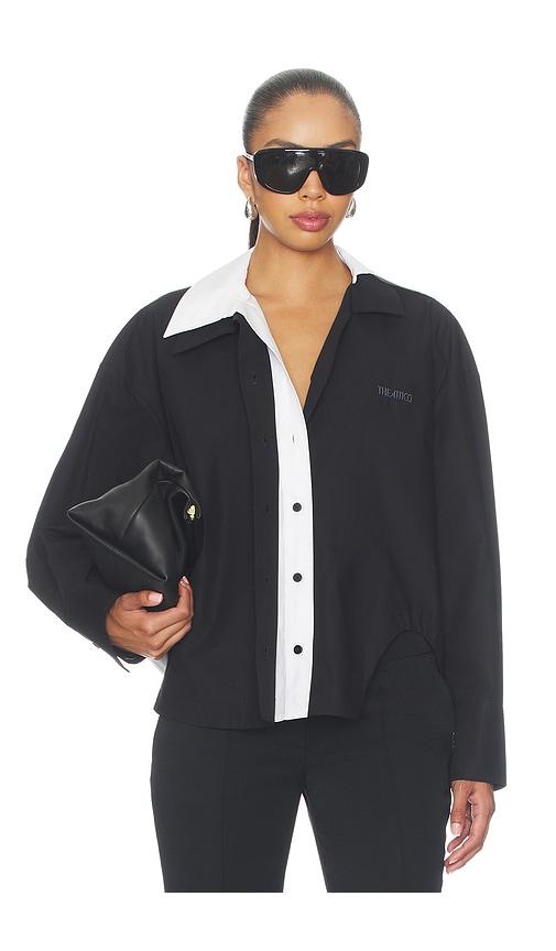 the attico oversized contrast shirt in black. - size 38 (also in 40, 42)