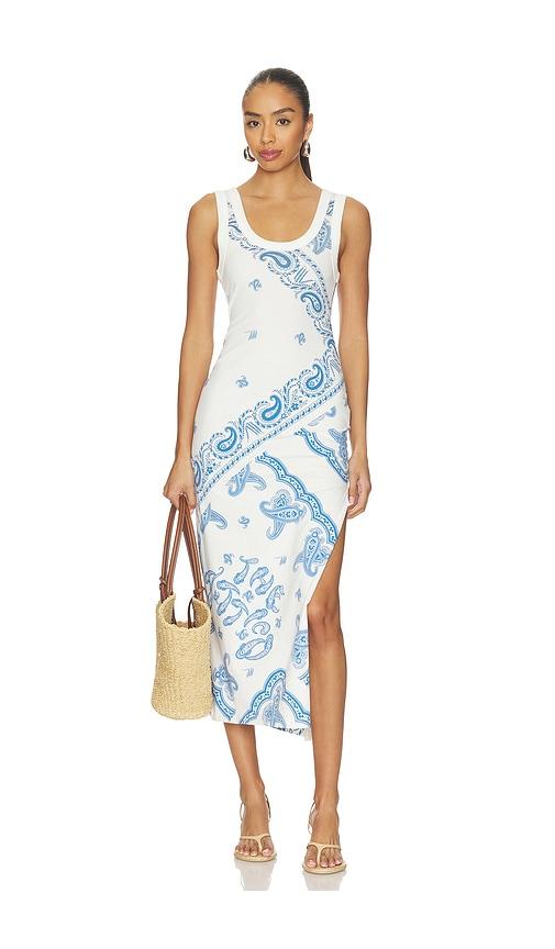 the attico paisley midi dress in blue. - size 38 (also in 40, 42, 44)