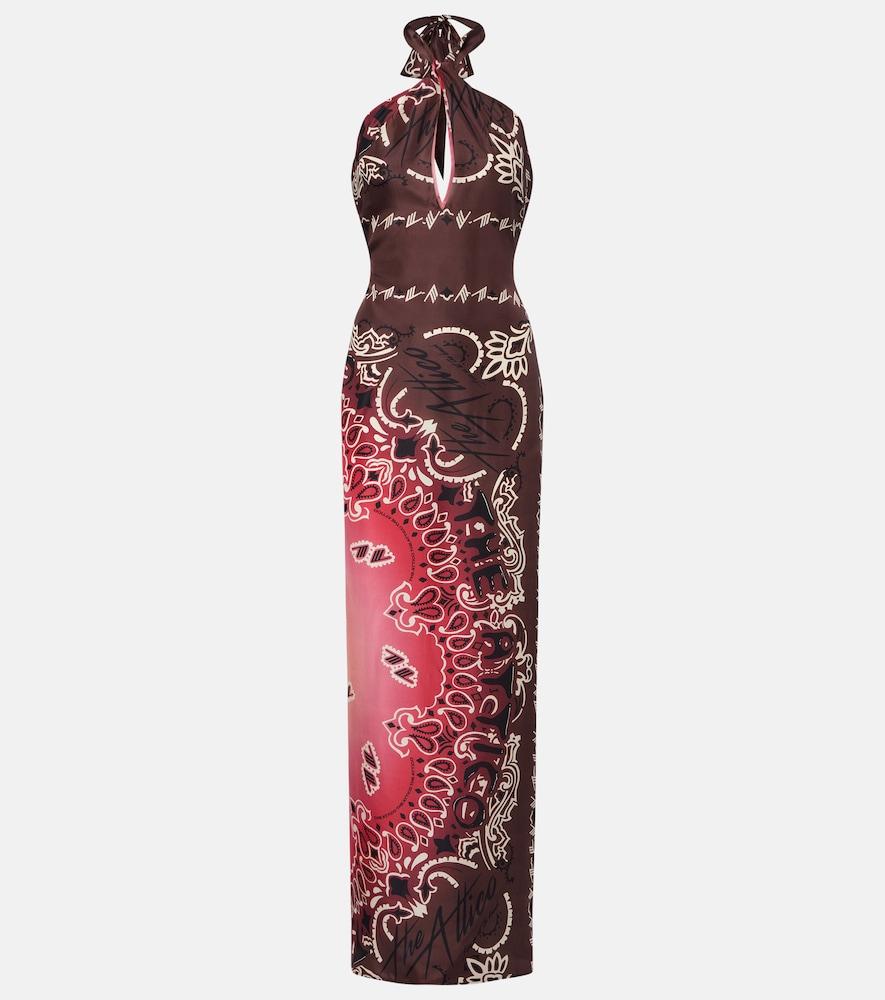 the attico printed silk maxi dress