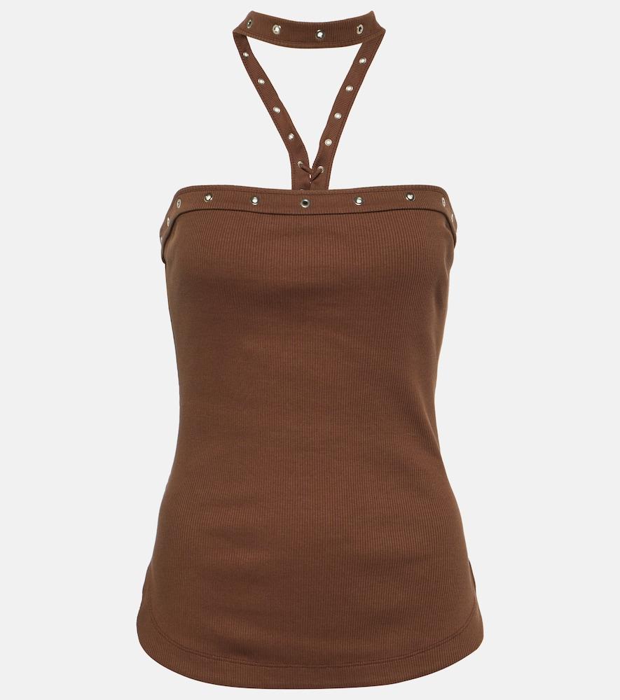 the attico ribbed-knit halterneck jersey top
