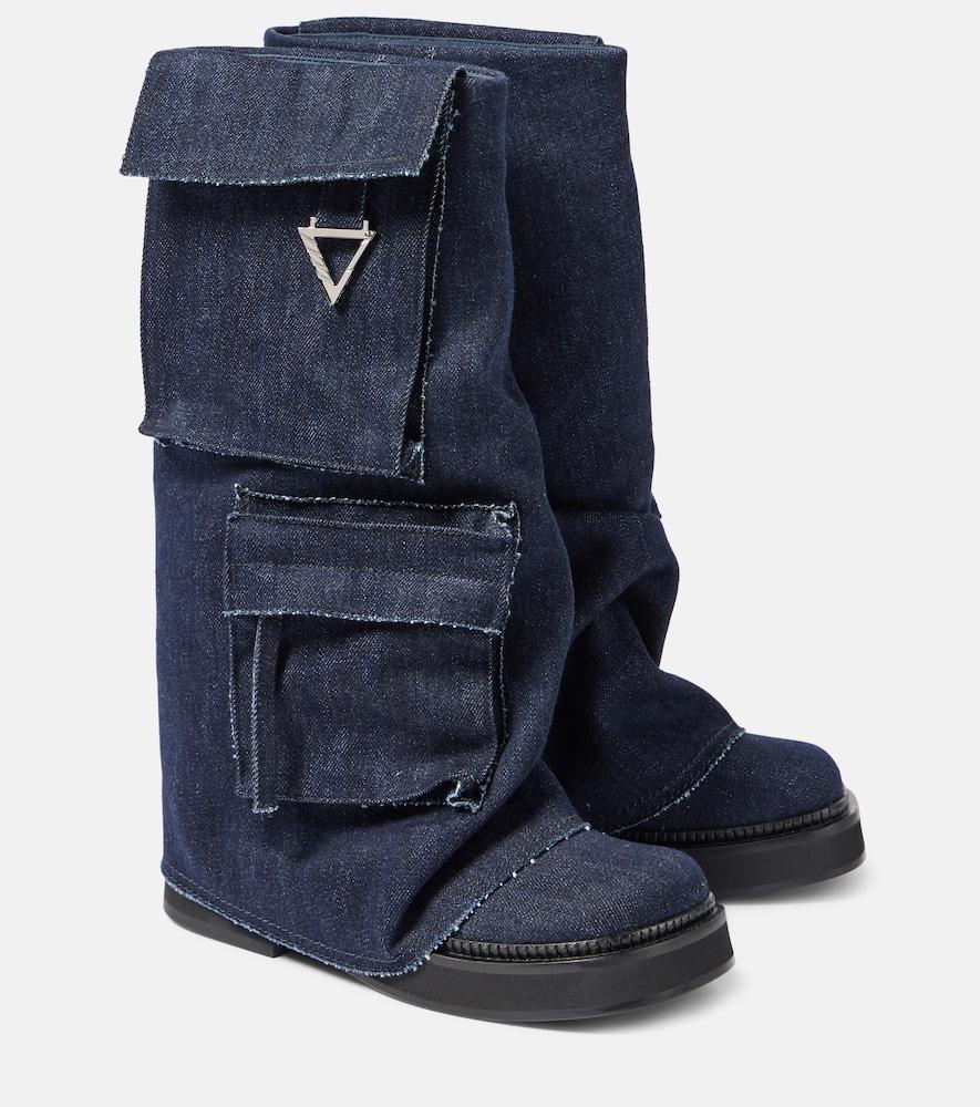 the attico robin denim combat boots