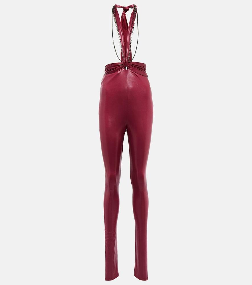 the attico ruby chain-trimmed leggings