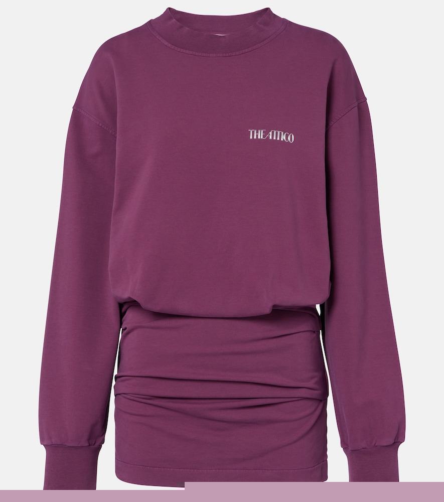 the attico ruched cotton-blend fleece minidress