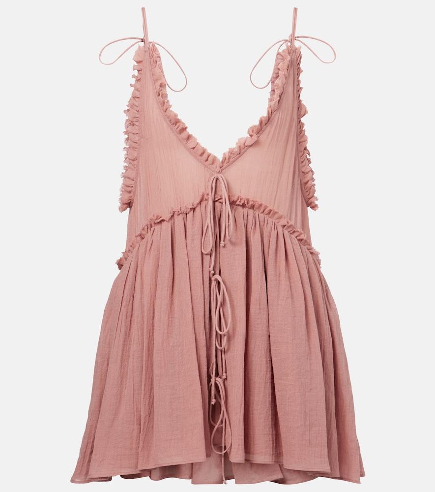 the attico ruffled cotton gauze minidress